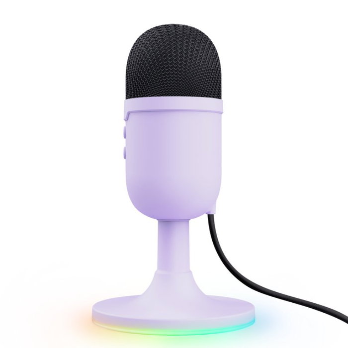 Trust Gaming Micrófono Gaming GXT 234 Yunix USB Lila para Streaming, PC, PS, Mac - Cardioide, RGB, Mute